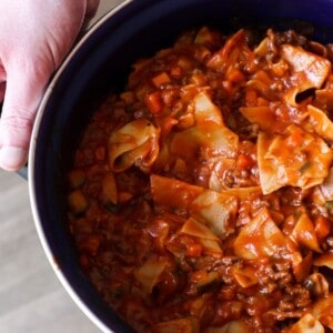 Lasagnette maken zonder oven in een pan.